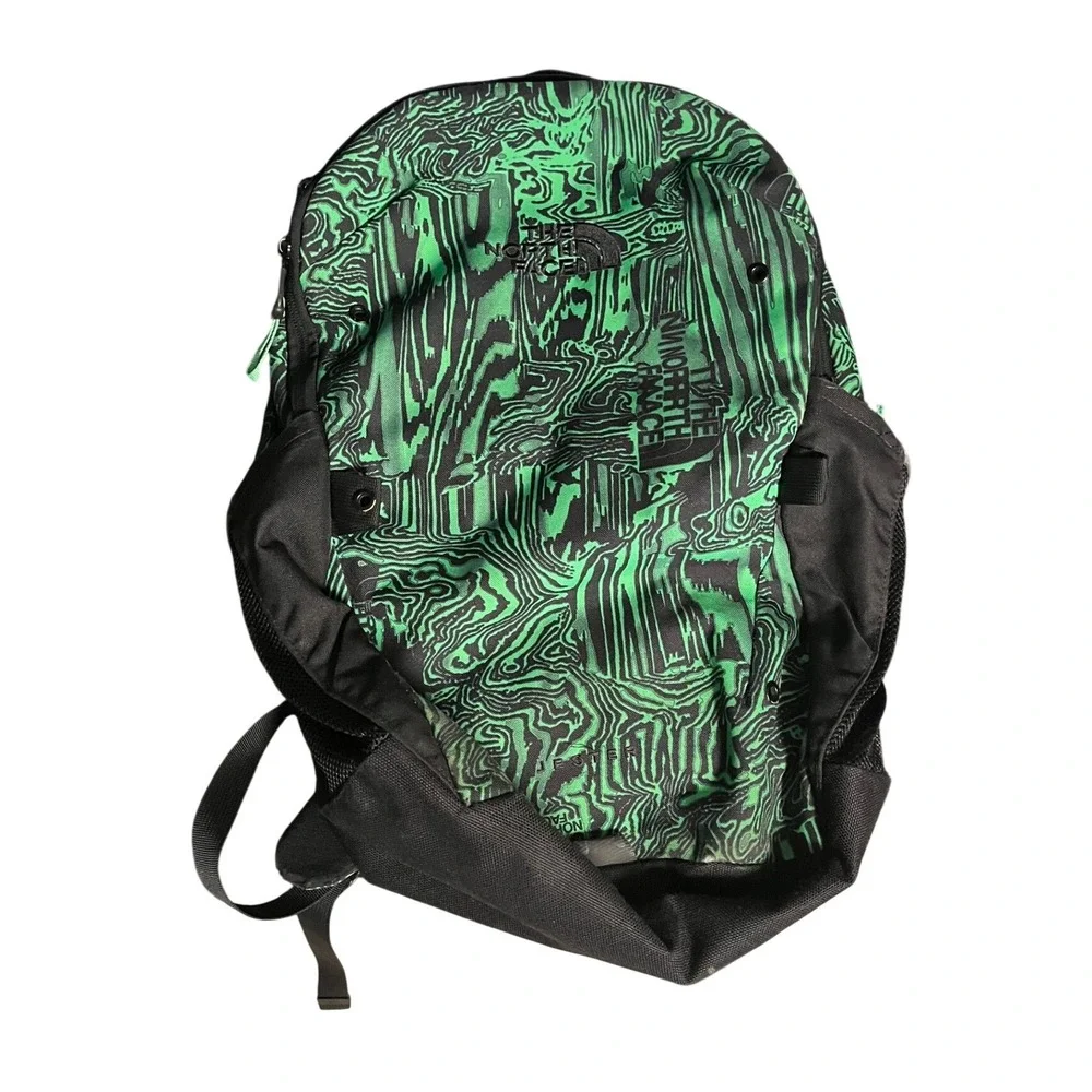 The North Face Jester Backpack Green Black Topo Swirl Print FlexVent Daypack